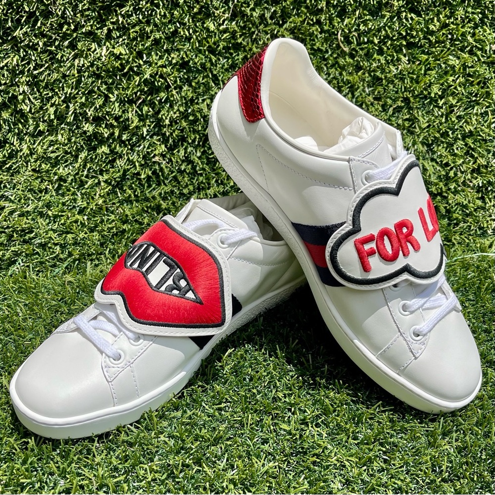 New GUCCI Ace Sneaker with "BLIND FOR LOVE" Removable Patches